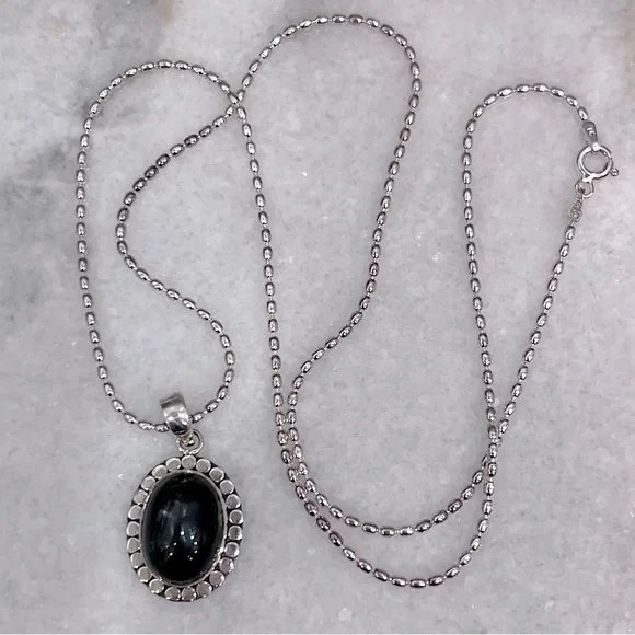 Indian Black Star Diopside Sterling Silver Pendant Necklace